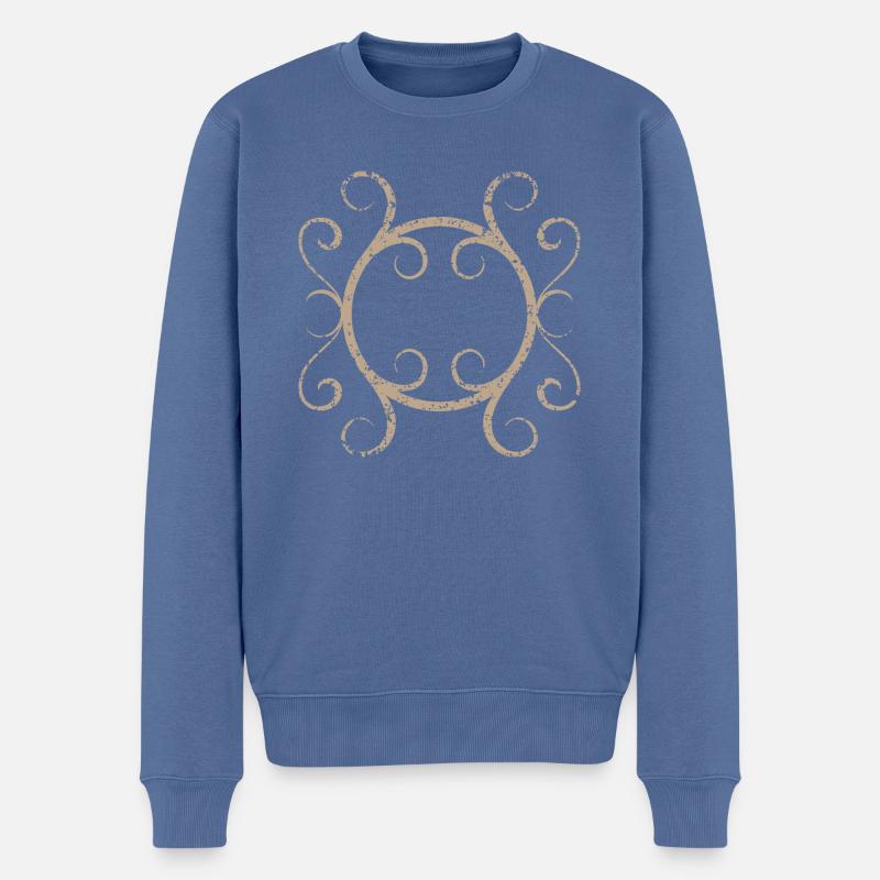 Motif végétal historique - Pull Premium bio Homme - bleu pigeon