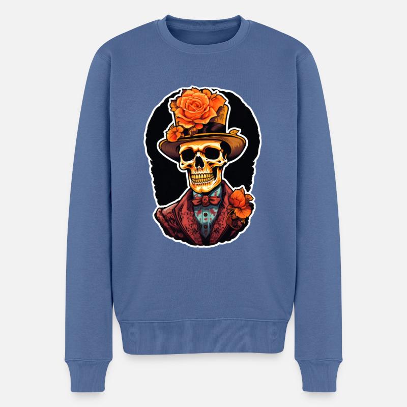 Totenschädel - Männer Premium Bio Pullover - Taubenblau