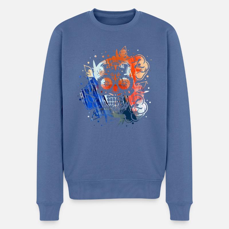 Blume, Sugar, Skull ,Souls Day ,Muertos , - Männer Premium Bio Pullover - Taubenblau