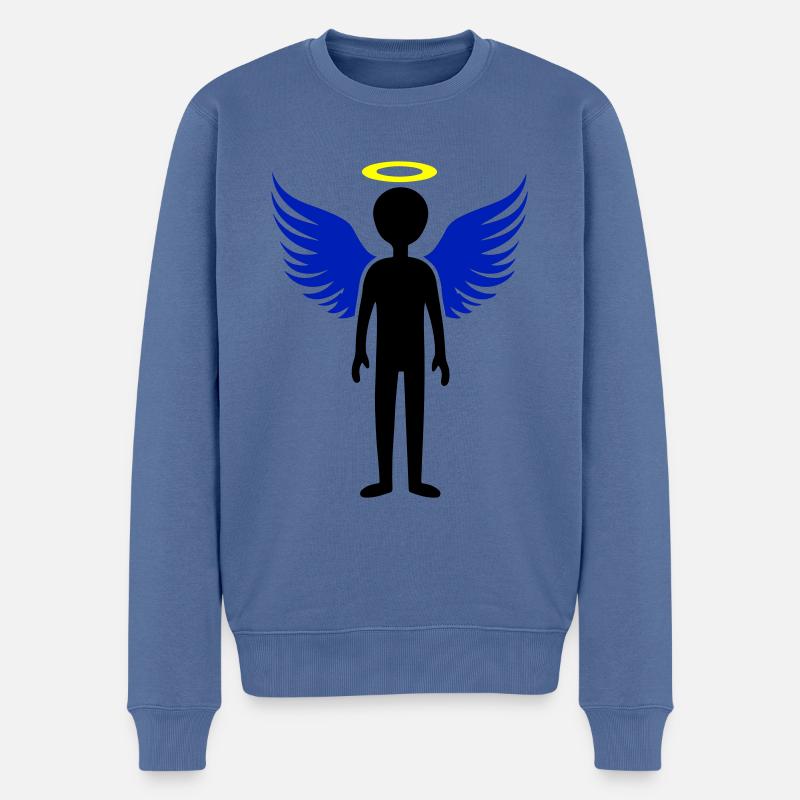 Engel Flügel - Männer Premium Bio Pullover - Taubenblau