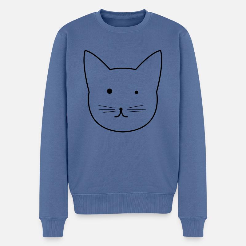 Schwarzweiss-Schnurrhaare des Katzenkopfes - Männer Premium Bio Pullover - Taubenblau