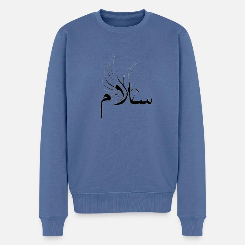 Salam - Frieden - Männer Premium Bio Pullover - Taubenblau
