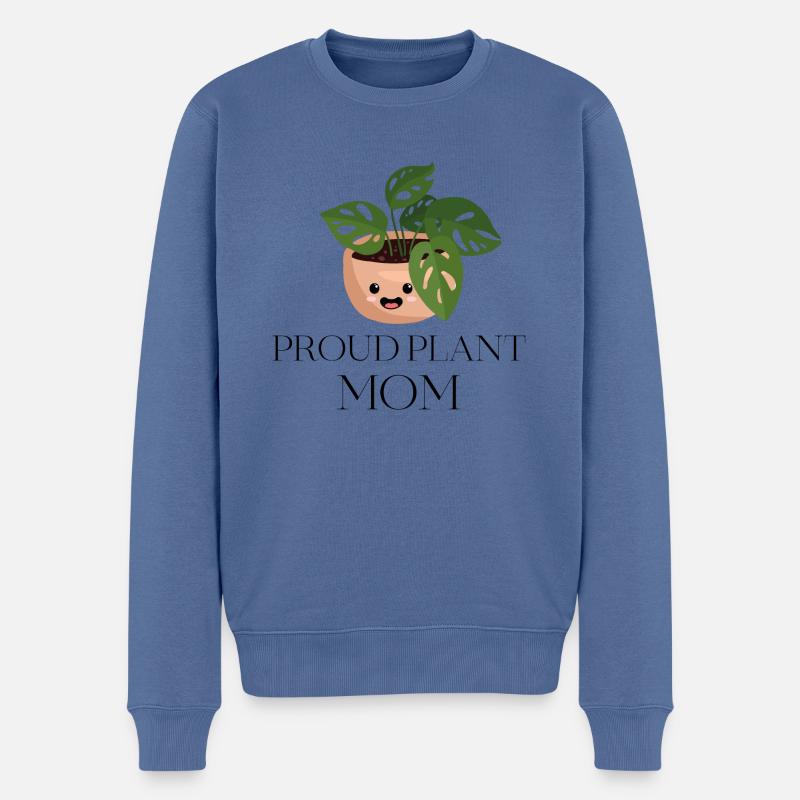 Proud Plant Mom schwarz - Männer Premium Bio Pullover - Taubenblau