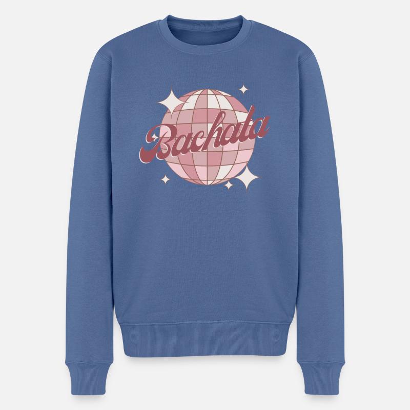 Bachata Dance Retro Comic Disco Ball Rose - Pull Premium bio Homme - bleu pigeon