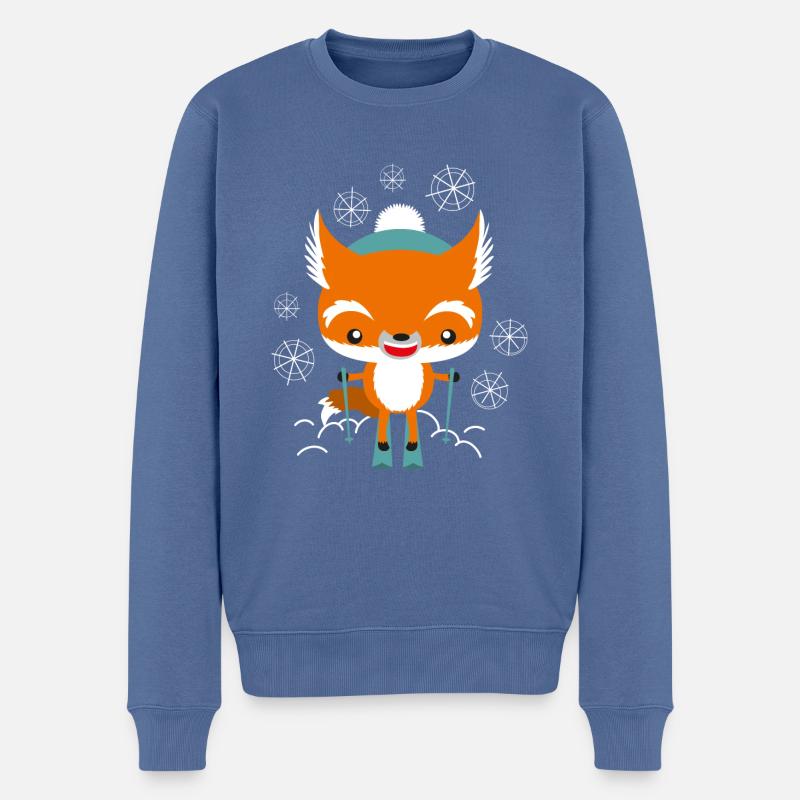 Fuchs fährt Ski - Männer Premium Bio Pullover - Taubenblau
