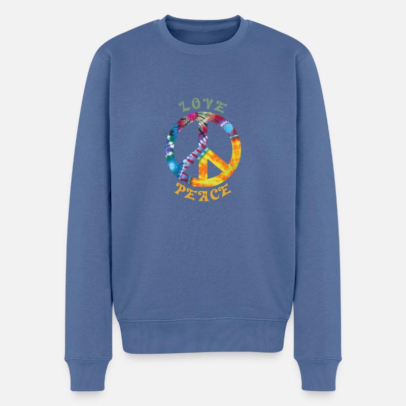 Love Peace Hippie Hippie Kostuem 60er 70er 90er - Männer Premium Bio Pullover - Taubenblau