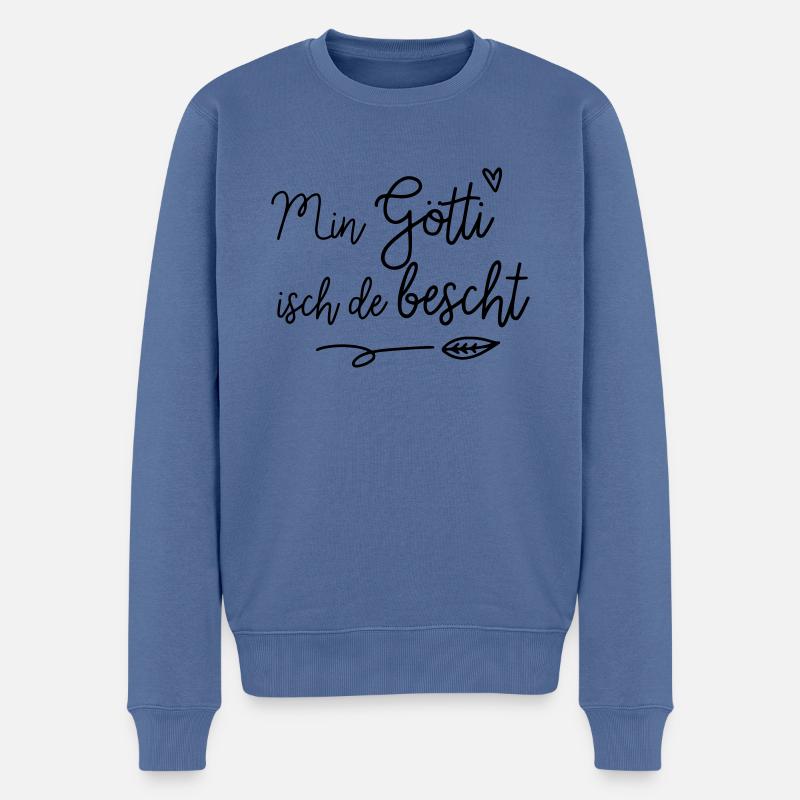 Schweizer Götti Gotti Baby Spruch Geburt Pate - Männer Premium Bio Pullover - Taubenblau