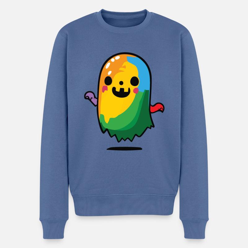 Niedliches Gespenst / Halloween - Männer Premium Bio Pullover - Taubenblau
