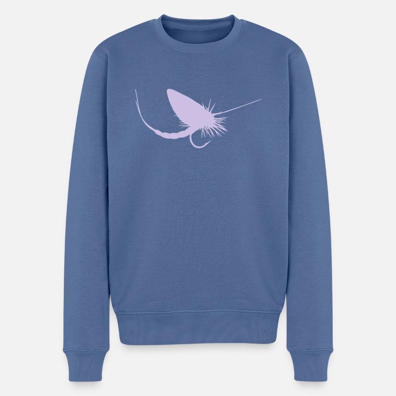 Fliegenfischen - Männer Premium Bio Pullover - Taubenblau