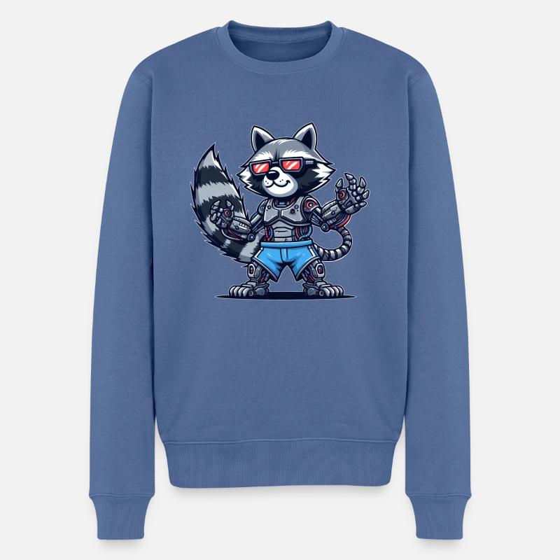 Waschbär Cyborg Roboter Design - Männer Premium Bio Pullover - Taubenblau