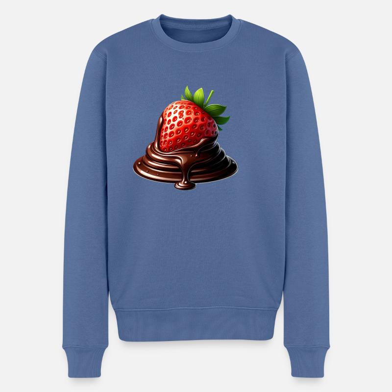 Erdbeere Schoko Schmelz Genuss - Männer Premium Bio Pullover - Taubenblau