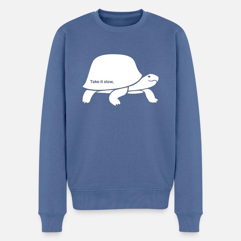 Prenez-le slow Turtle Design - Pull Premium bio Homme - bleu pigeon