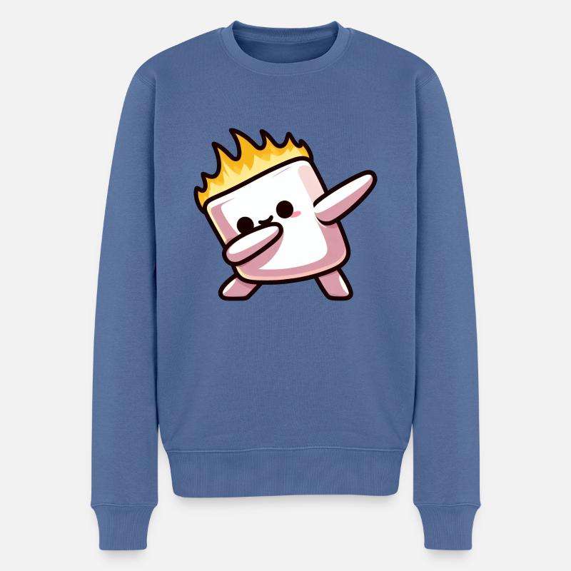 Marshmallow Feuer Flamme Grillen Dab - Männer Premium Bio Pullover - Taubenblau
