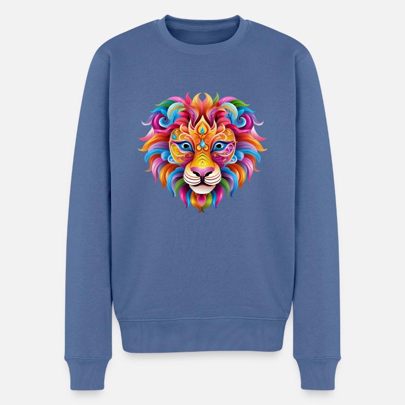 Mardi Gras Löwe - Comic-Stil - Männer Premium Bio Pullover - Taubenblau