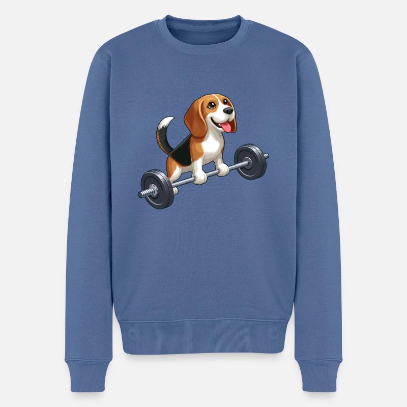 Beagle Gewichtheber Workout Kraft - Männer Premium Bio Pullover - Taubenblau