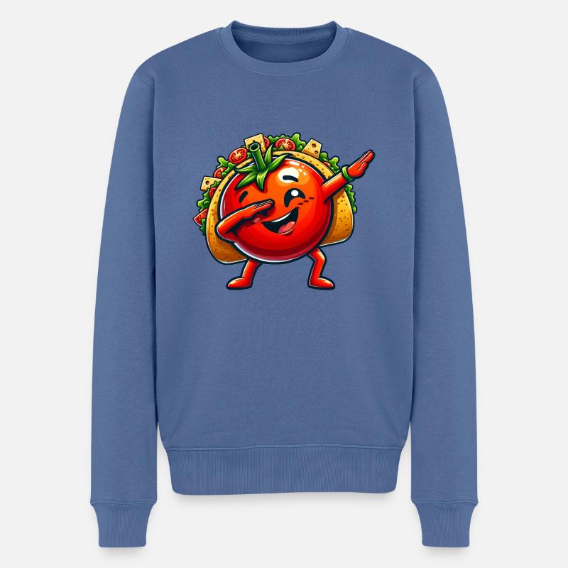 Taco avec Tomato Dabbing Comic - Pull Premium bio Homme - bleu pigeon