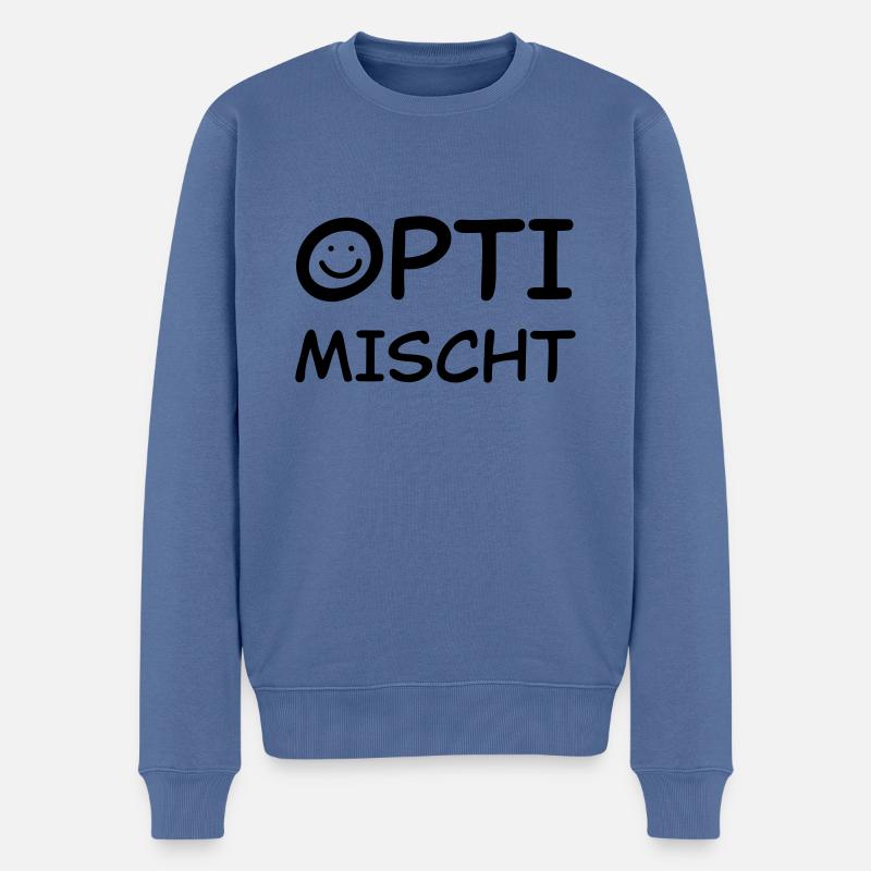 Optimischt | Schweizer Mundart cool lustig Spruch - Männer Premium Bio Pullover - Taubenblau