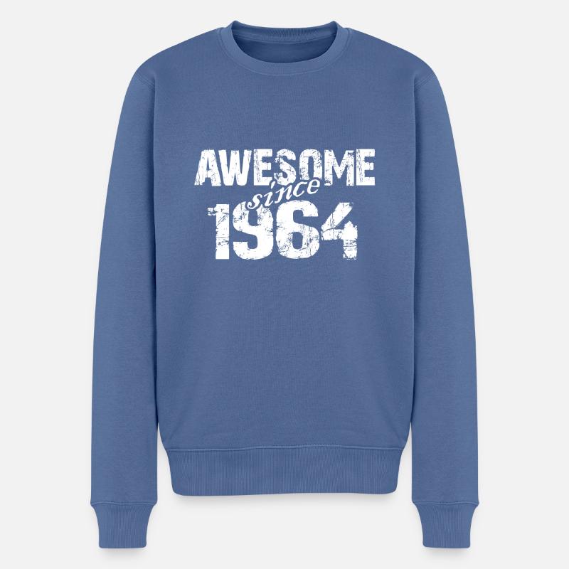 Né en 1964 1964 - Pull Premium bio Homme - bleu pigeon