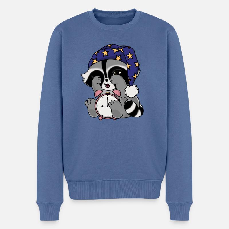 Snuggles der Waschbär als Langschläfer - Männer Premium Bio Pullover - Taubenblau