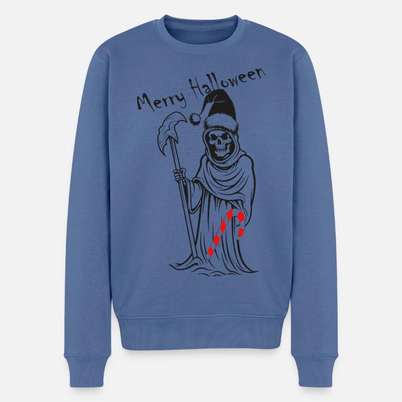 Sensenmann mit Zuckerstange Halloween - Männer Premium Bio Pullover - Taubenblau
