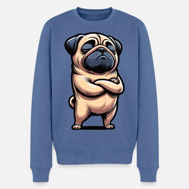 Mops Möpse Mopsbesitzer Mopsliebhaber Mopshalter - Männer Premium Bio Pullover - Taubenblau