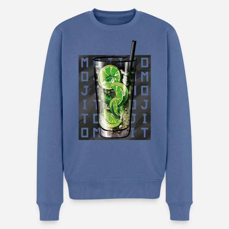 Mojito-Quadratschrift - Männer Premium Bio Pullover - Taubenblau