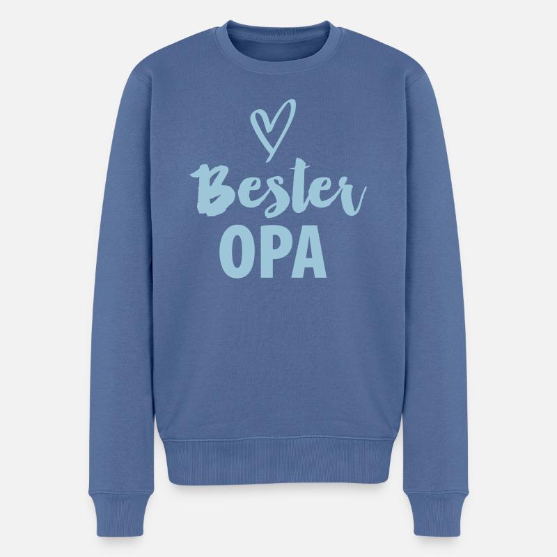Bester Opa - Männer Premium Bio Pullover - Taubenblau