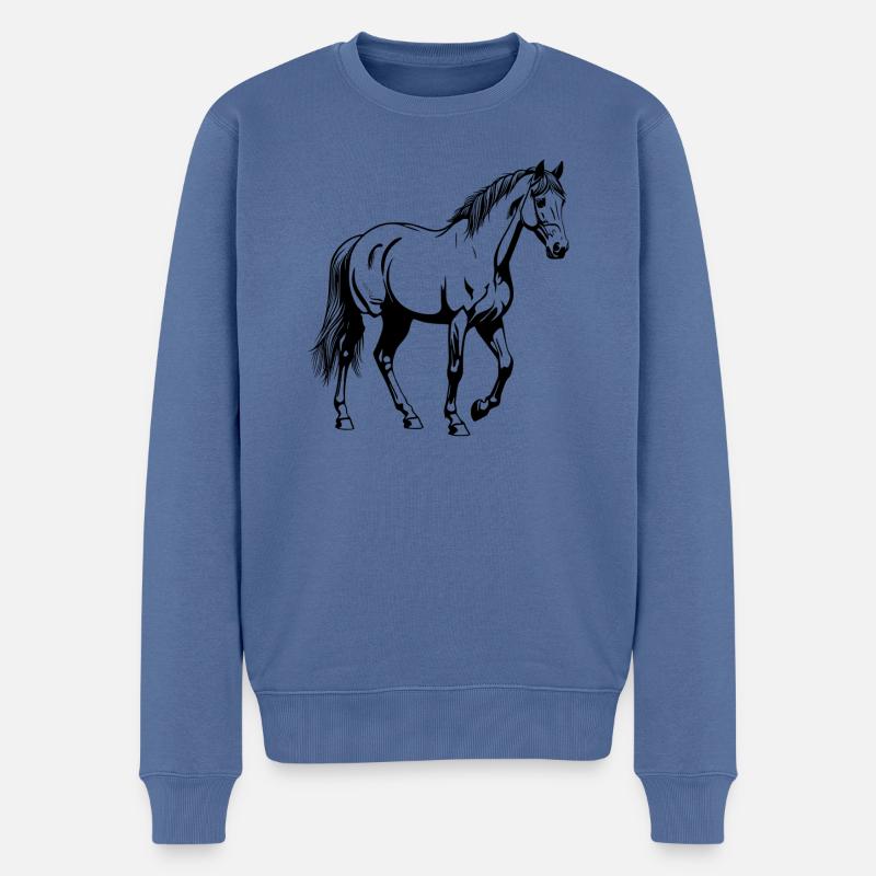 Pferd - Männer Premium Bio Pullover - Taubenblau