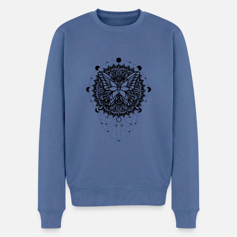 Schmetterling – Krafttier - Männer Premium Bio Pullover - Taubenblau
