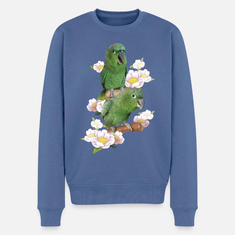 Der Farinöse Papagei - Männer Premium Bio Pullover - Taubenblau