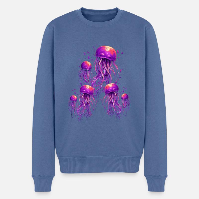 Belle méduse violette - Pull Premium bio Homme - bleu pigeon
