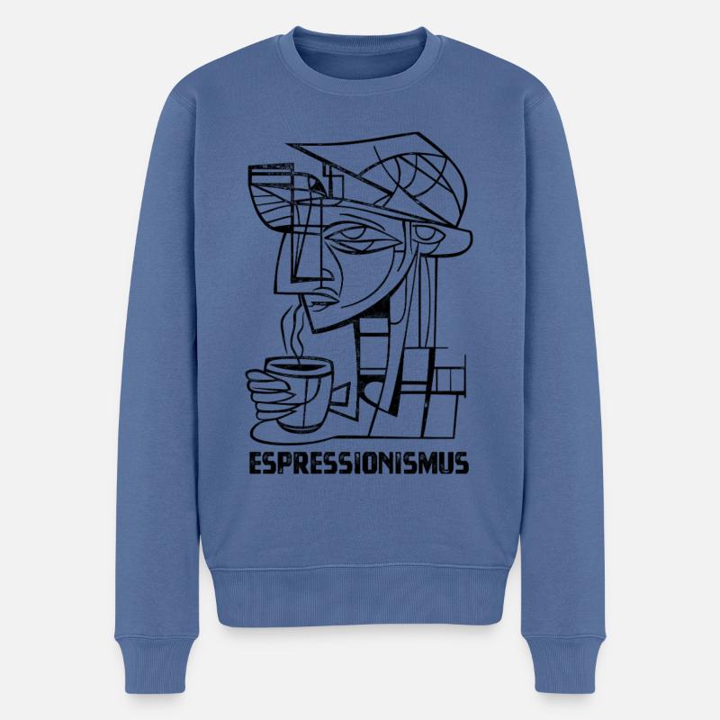 Espressionismus - Espresso - Kaffee trinken - Männer Premium Bio Pullover - Taubenblau