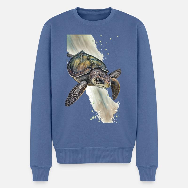 Schildkröte Realistisch Aquarell - Männer Premium Bio Pullover - Taubenblau