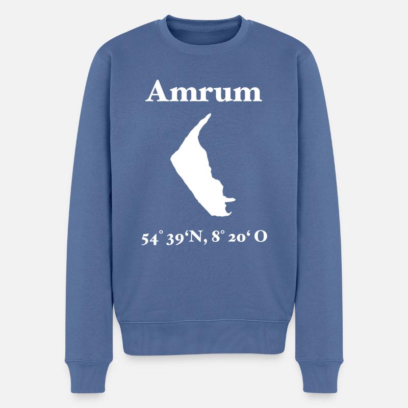 Amrum Nordsee Insel Design - Männer Premium Bio Pullover - Taubenblau