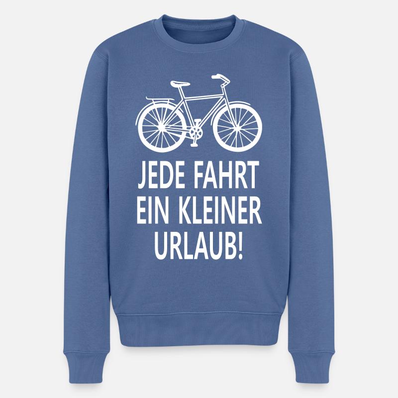 Fahrrad Spruch Jede Fahrt ein kleiner Urlaub - Männer Premium Bio Pullover - Taubenblau