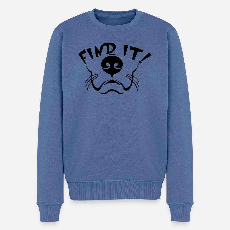 TShirt Aufdruck FIND IT - Männer Premium Bio Pullover - Taubenblau