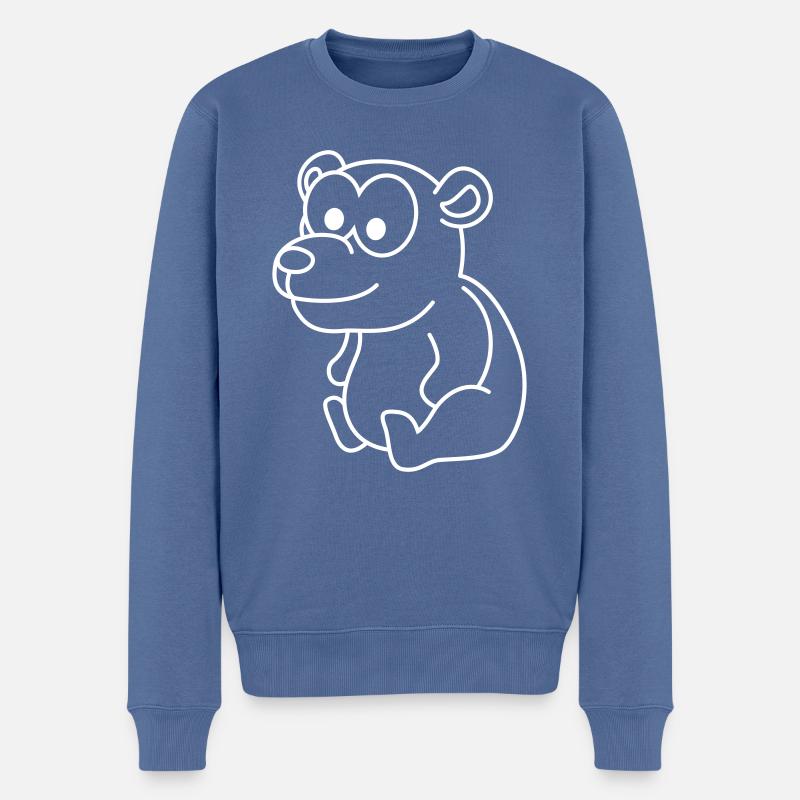 Bär Comic - Männer Premium Bio Pullover - Taubenblau