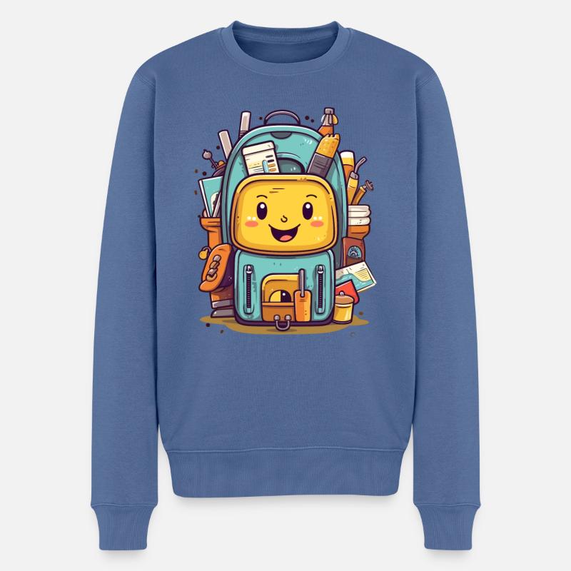 niedliche cartoon tasche schule - Männer Premium Bio Pullover - Taubenblau
