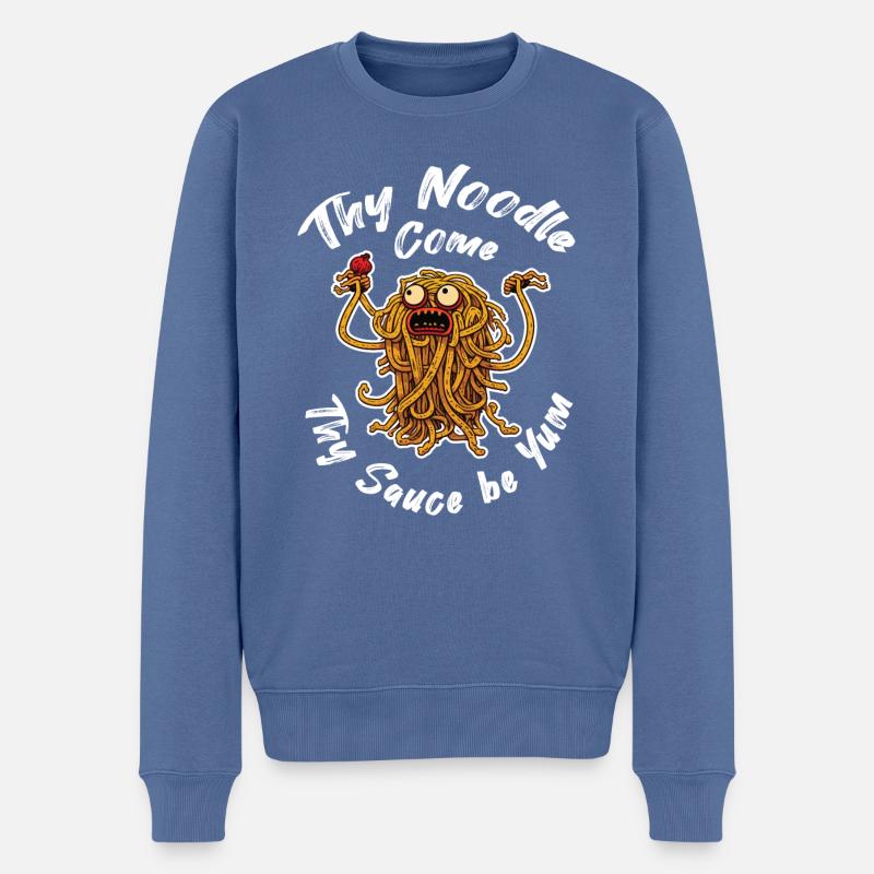 Spaghetti-Monster - Männer Premium Bio Pullover - Taubenblau