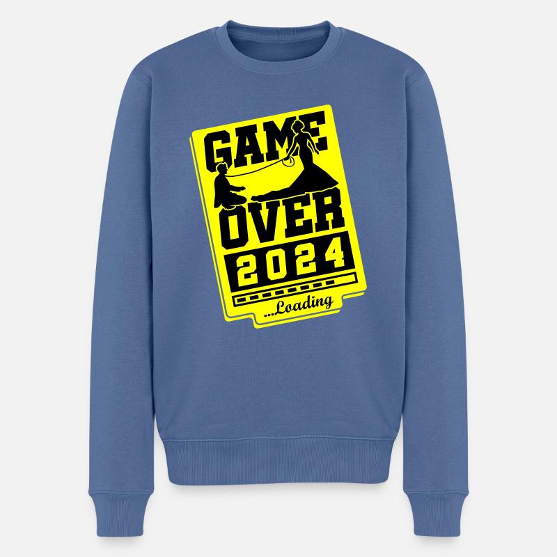 Wedding Loading 2024 Game Over - Pull Premium bio Homme - bleu pigeon
