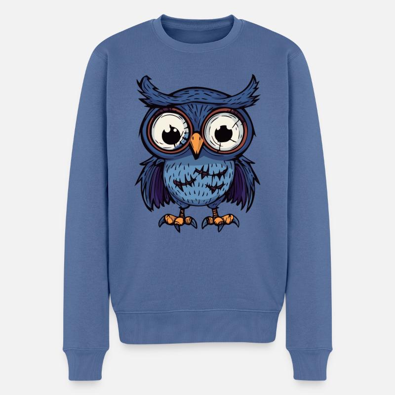 Eule Halloween Zombie - Männer Premium Bio Pullover - Taubenblau
