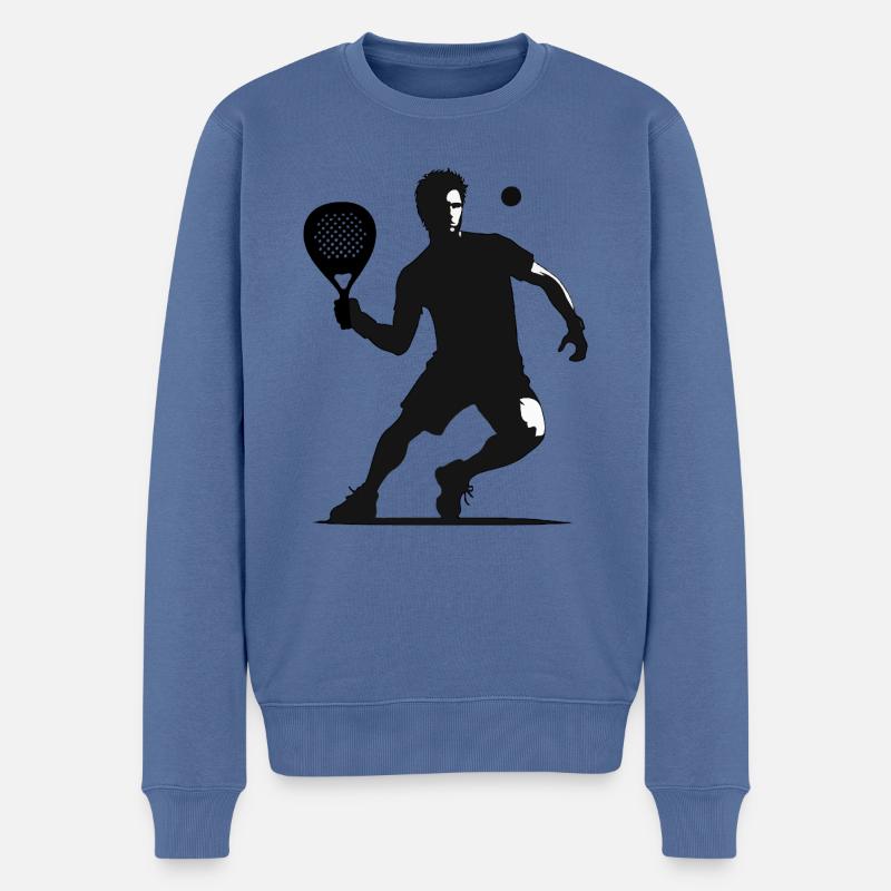Padelspieler vorne schwarz - Männer Premium Bio Pullover - Taubenblau