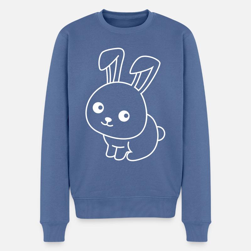 Lapin Comic Animal - Pull Premium bio Homme - bleu pigeon