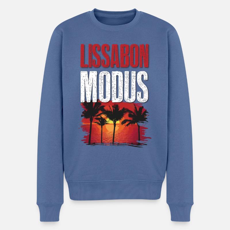 Lissabon Modus - Männer Premium Bio Pullover - Taubenblau