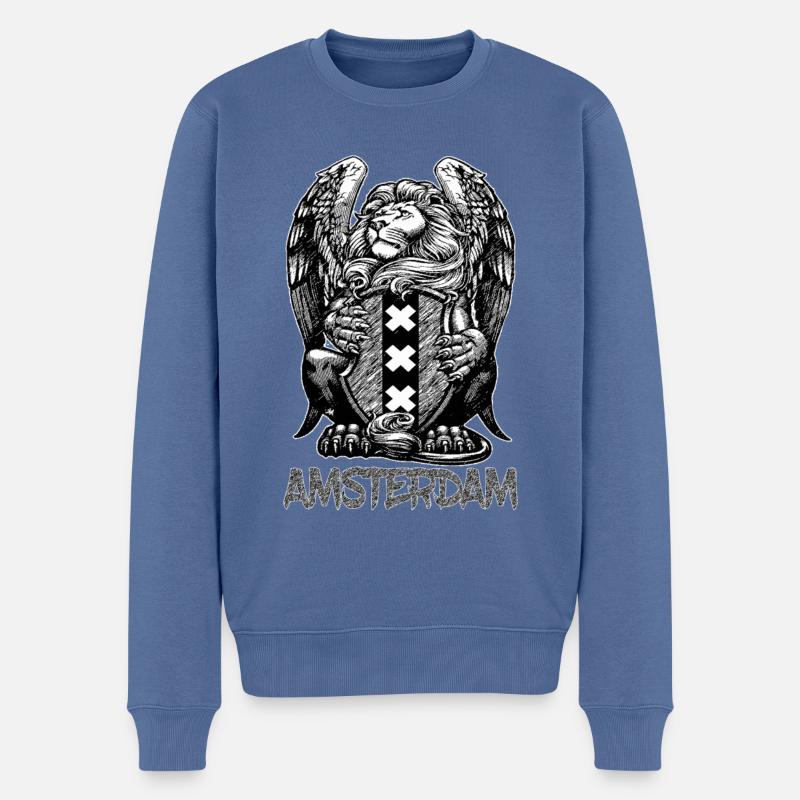 Löwe Amsterdam - Männer Premium Bio Pullover - Taubenblau