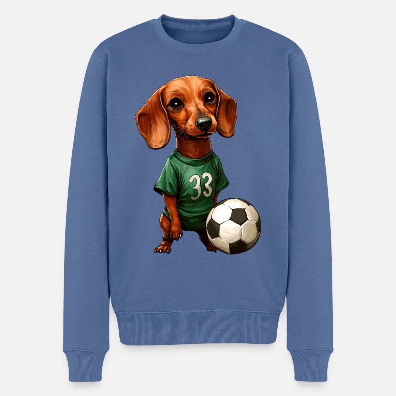 Teckel footballeur - Pull Premium bio Homme - bleu pigeon
