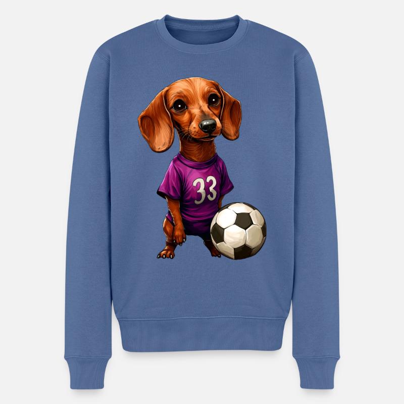 Dackel Fussball - Männer Premium Bio Pullover - Taubenblau