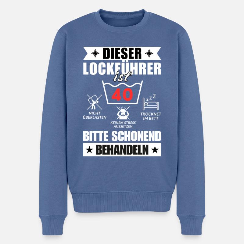Dieser Lockführer ist 40. Schonend behandeln - Männer Premium Bio Pullover - Taubenblau
