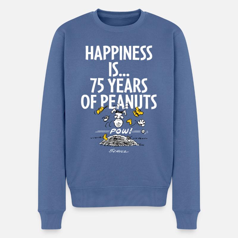 Peanuts Design Happiness Is… 75 Years Of Peanuts - Männer Premium Bio Pullover - Taubenblau