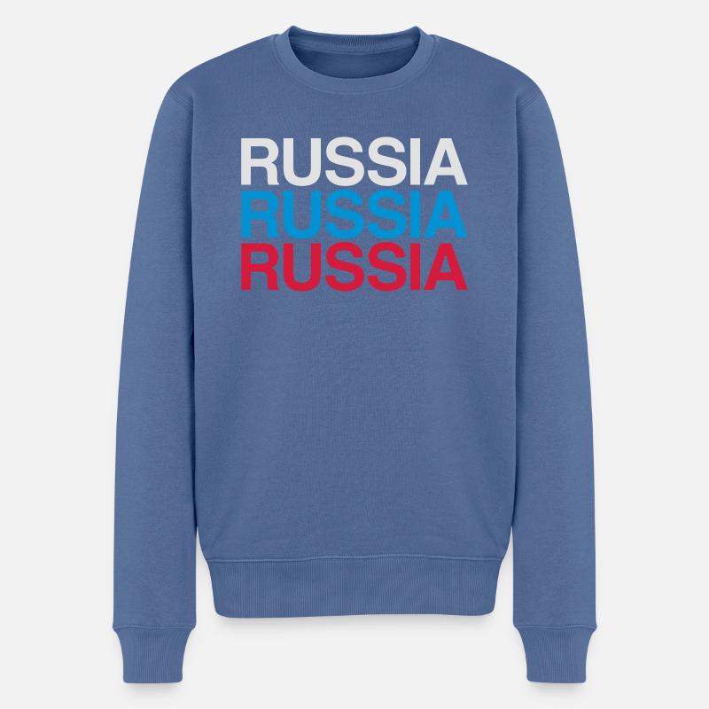 RUSSLAND - Männer Premium Bio Pullover - Taubenblau